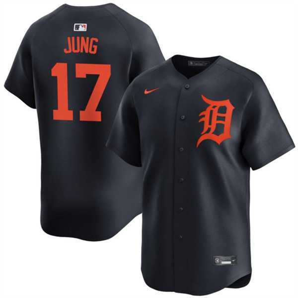 Mens Detroit Tigers #17 Jace Jung Black 2024 Alternate Limited Stitched Baseball Jersey Dzhi->detroit tigers->MLB Jersey